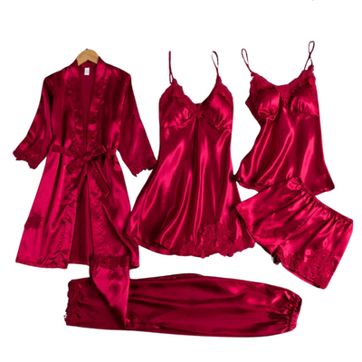 BeautiFash™|5-i-1 Satin Nattkläder Set