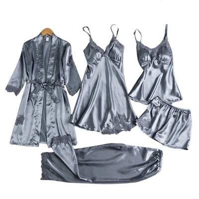 BeautiFash™|5-i-1 Satin Nattkläder Set