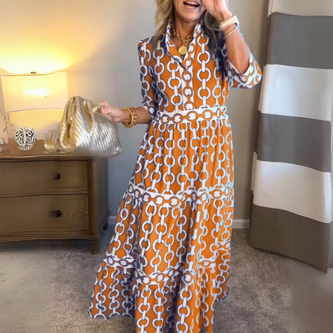 Verity – Hemdblusenkleid mit Kettenprint