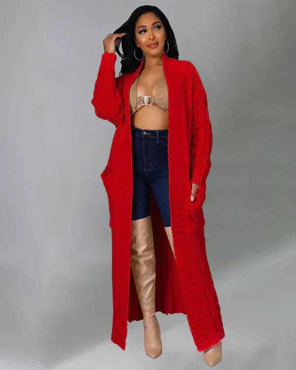 Theodora - V-Ausschnitt Langer Freizeitcardigan