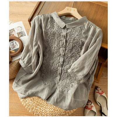 Marnie – Bestickte Bluse mit Knopfleiste