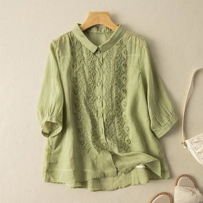 Marnie – Bestickte Bluse mit Knopfleiste