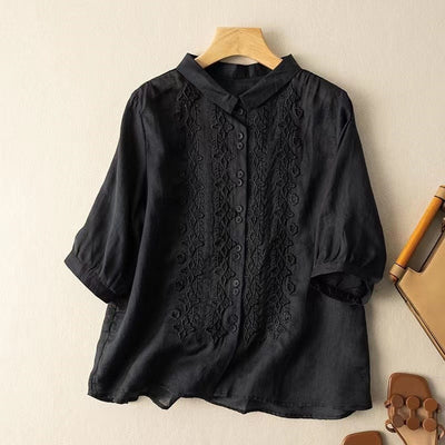 Marnie – Bestickte Bluse mit Knopfleiste