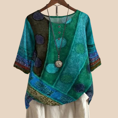 Parmina – Boho Patchwork Bluse