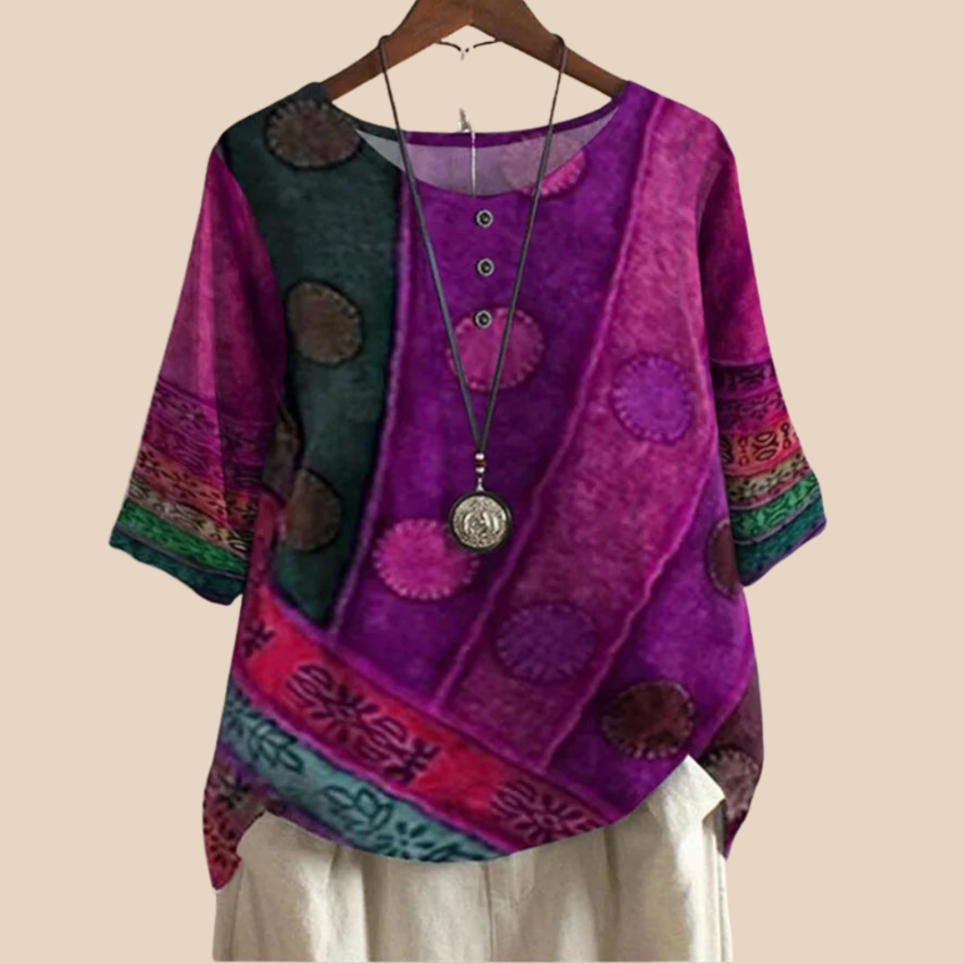 Parmina – Boho Patchwork Bluse