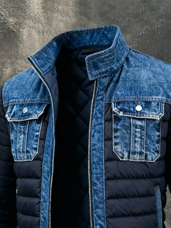 Bruno™ – Gestepptes Hybrid-Jacke aus Denim
