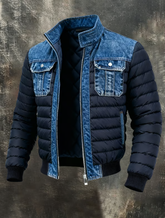 Bruno™ – Gestepptes Hybrid-Jacke aus Denim