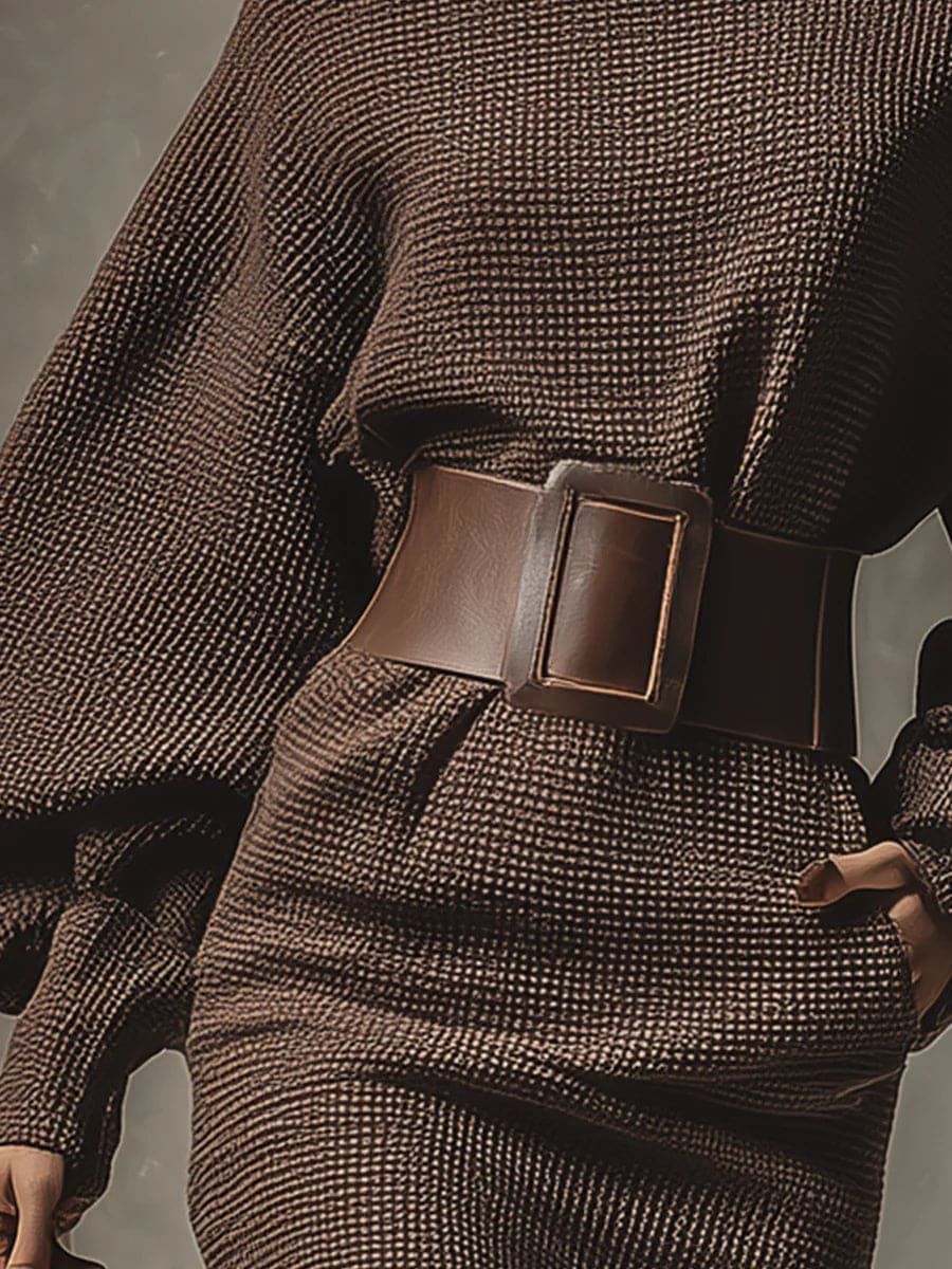 Lena™ | Kurzes Strickkleid mit tailliertem Gürtel