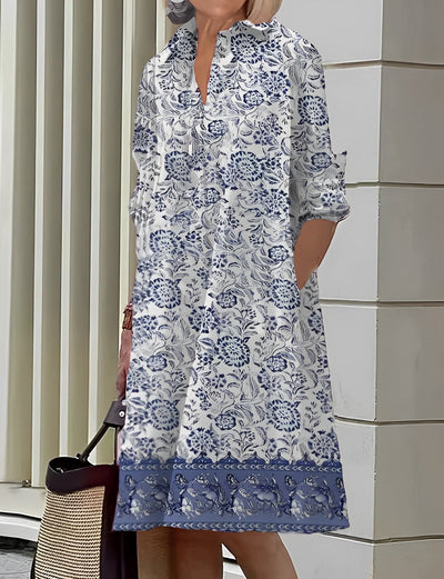 Anwaena – Boho Blusenkleid mit Blumenmuster