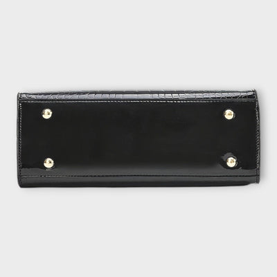 Lora. -  Glänzende Krokodilledermuster-Handtasche